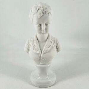 Vintage bisque porcelain bust of aristocratic lady figurine statue 8"